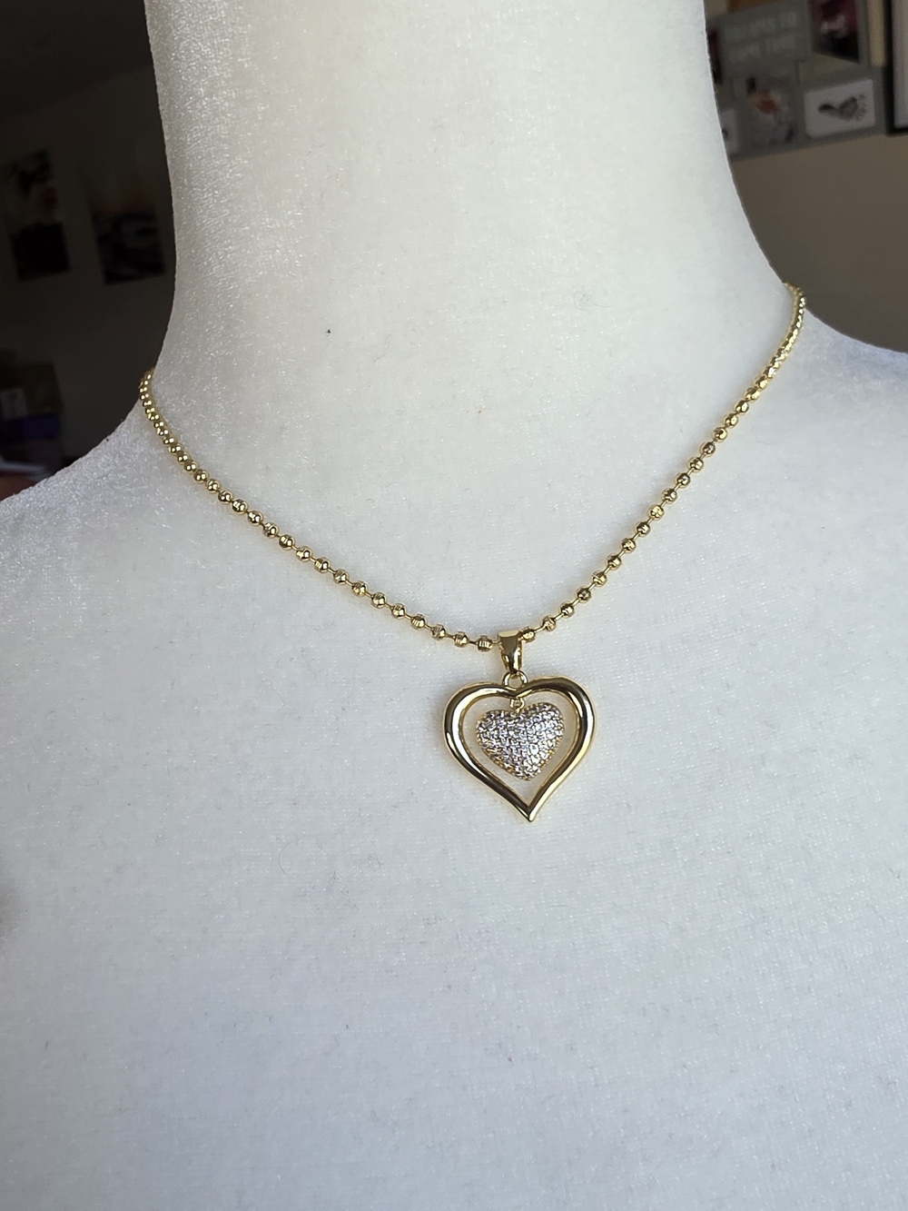 Cadena Con Dije De Corazon Oro Laminado 14k
